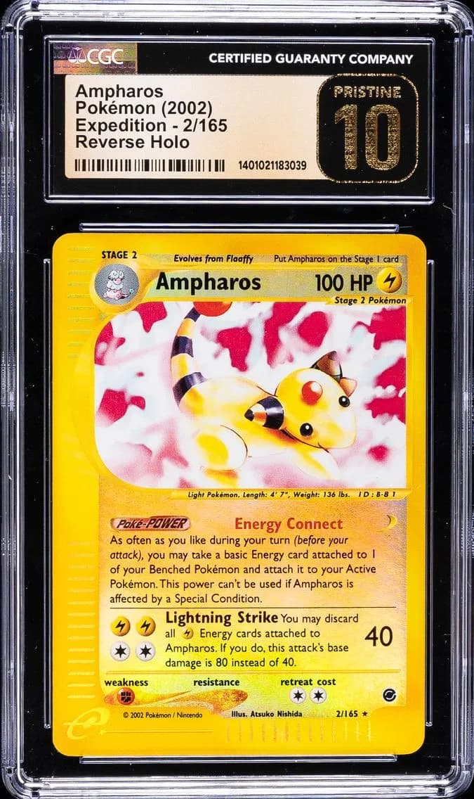 Ampharos-Reverse Foil, Expedition, CGC 10