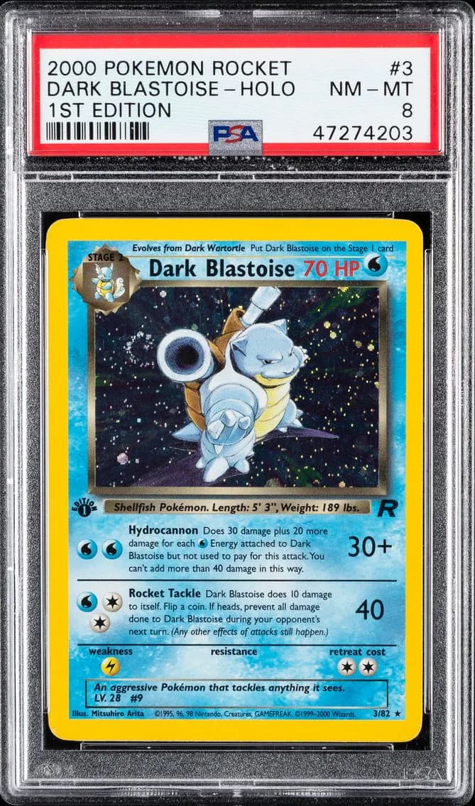 Dark Blastoise-Holo 1st Edition, Rocket, PSA 8