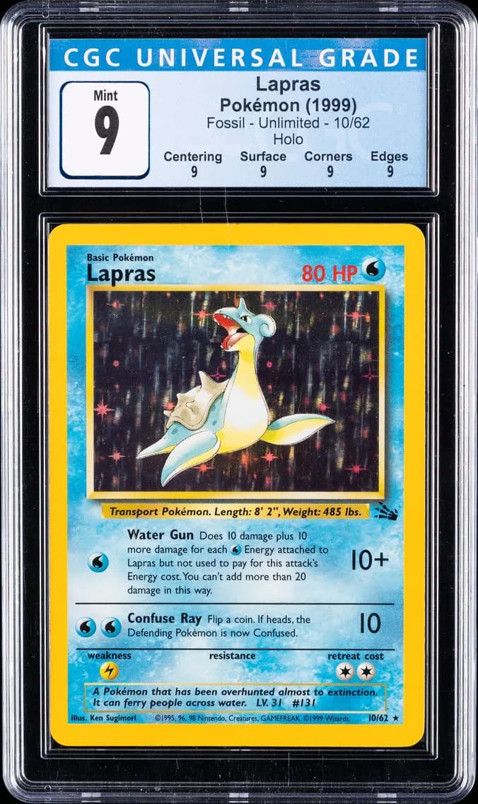 Lapras-Holo, Fossil - Unlimited, CGC 9