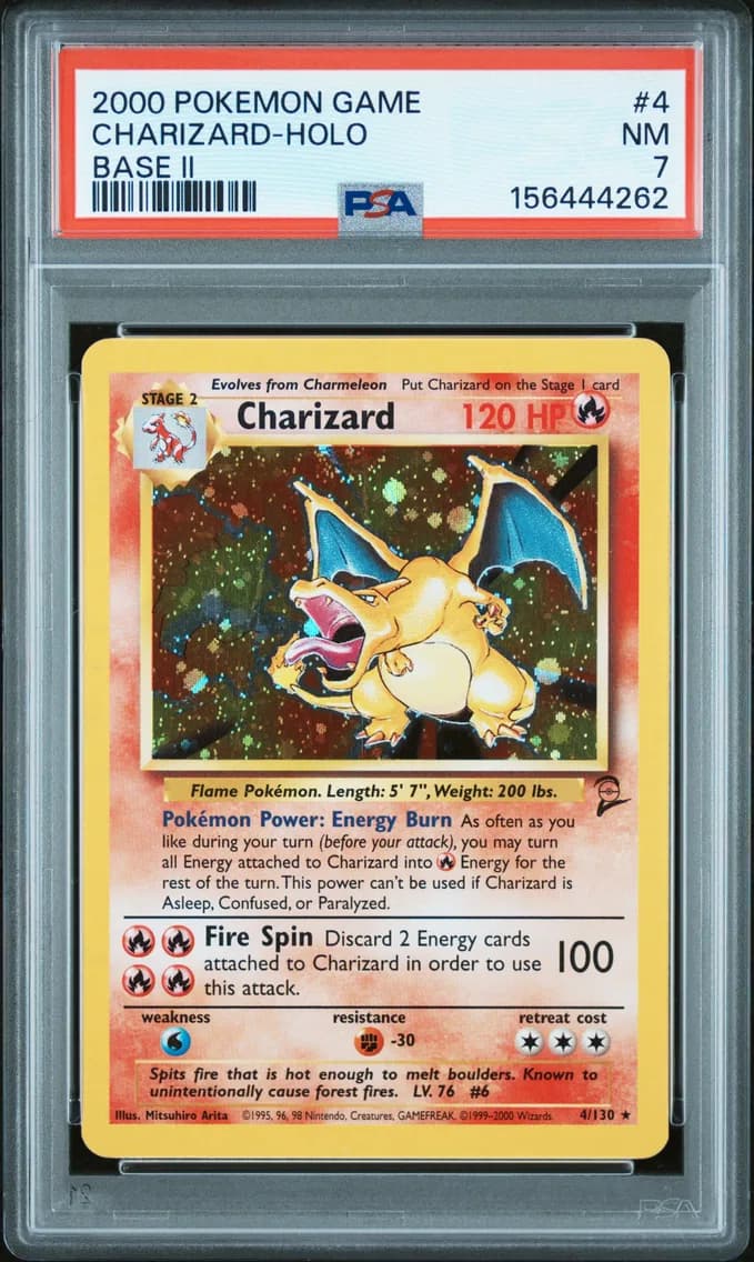Charizard-Holo, Game Base II, PSA 7