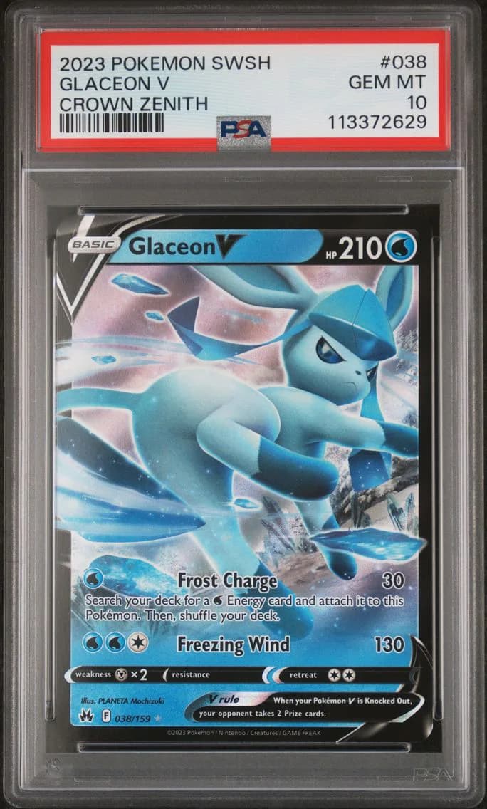 Glaceon V, Sword and Shield Crown Zenith, PSA 10
