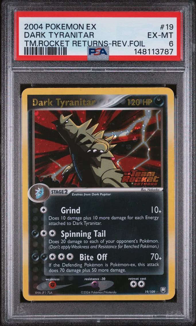Dark Tyranitar-Reverse Foil, EX Team Rocket Returns, PSA 6