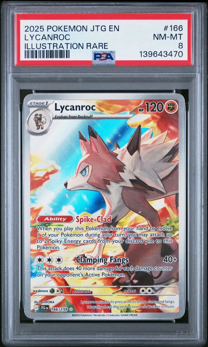 Lycanroc Illustration Rare, Journey Together, PSA 8
