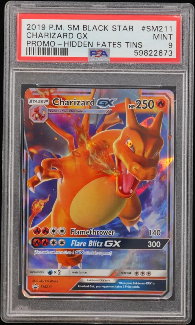 Charizard GX, SM Black Star Promo, PSA 9