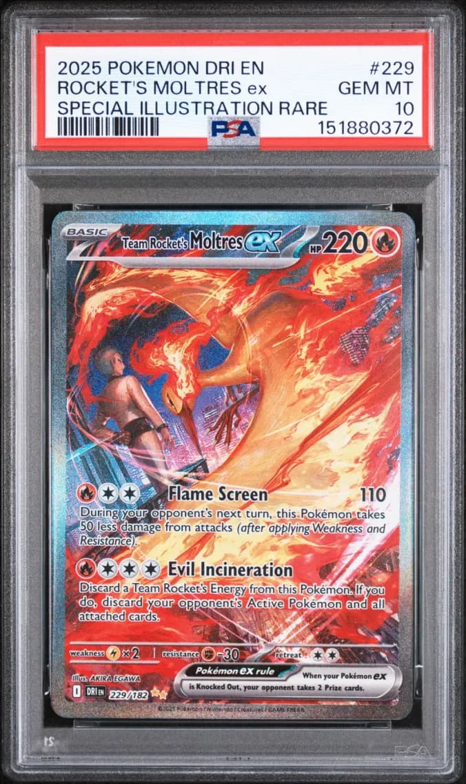 Team Rocket's Moltres EX, Destined Rivals, PSA 10