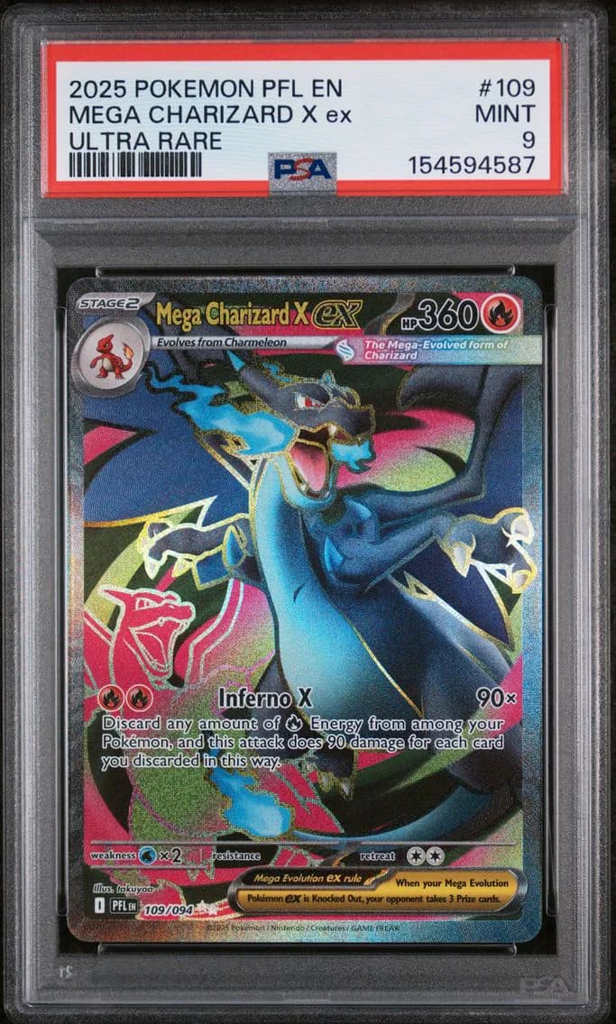 Mega Charizard X EX, Phantasmal Flames, PSA 9