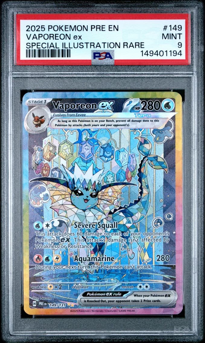Vaporeon EX, Prismatic Evolutions, PSA 9