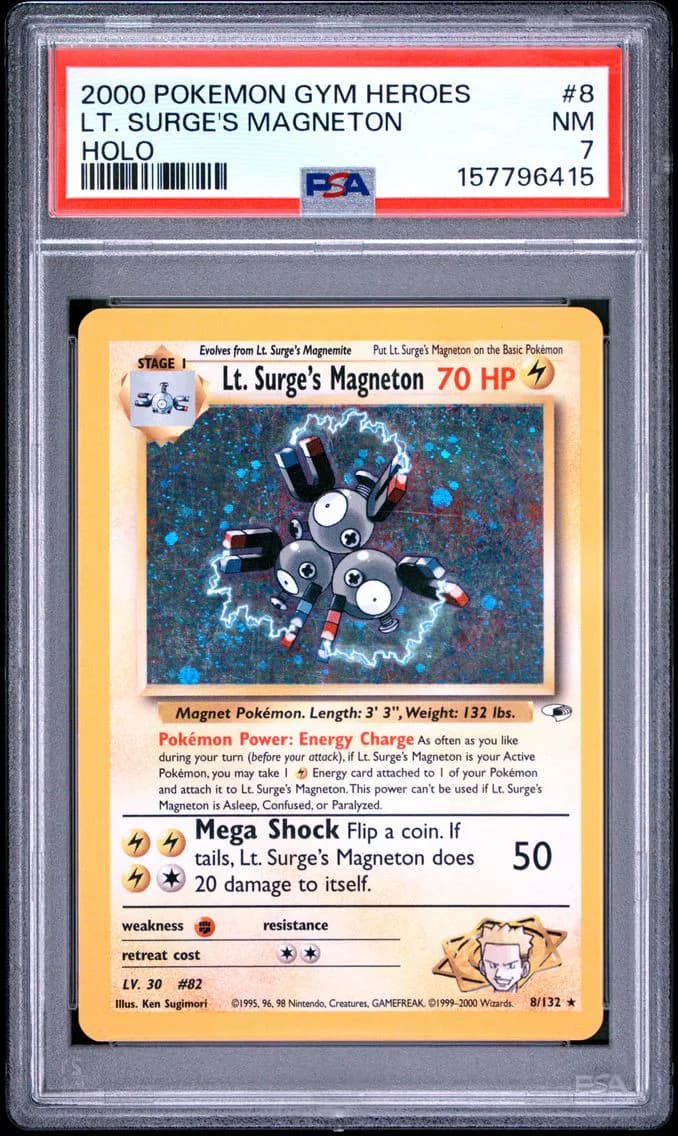 LT. Surge's Magneton, Gym Heroes, PSA 7