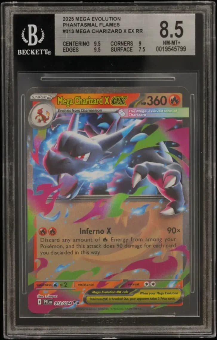 Mega Charizard X ex RR, TCG Mega Evolution Phantasmal Flames, BGS 