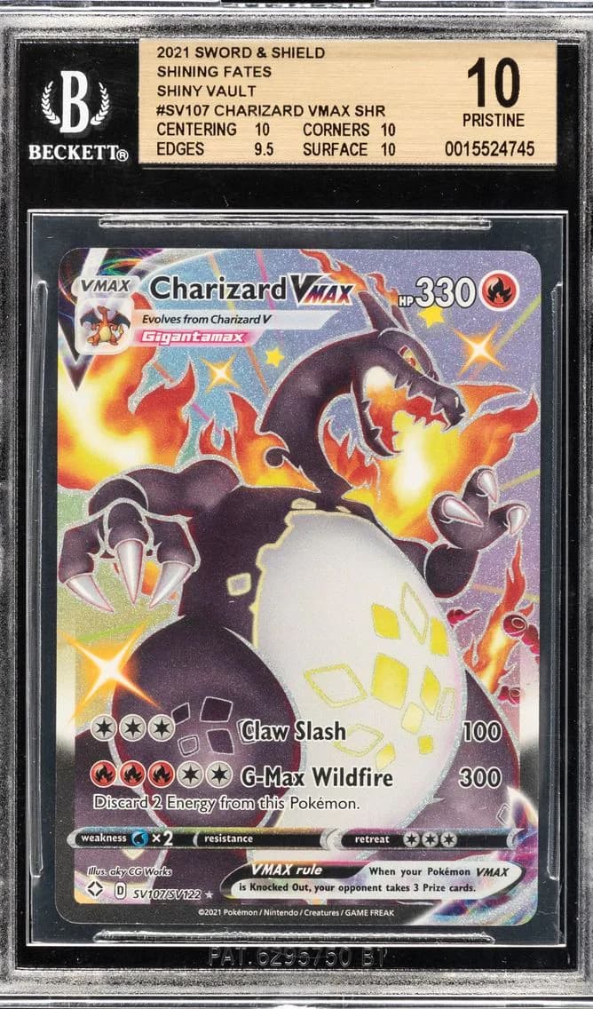 Charizard VMAX SHR, Sword and Shield Shining Fates Shiny Vault, BGS 10