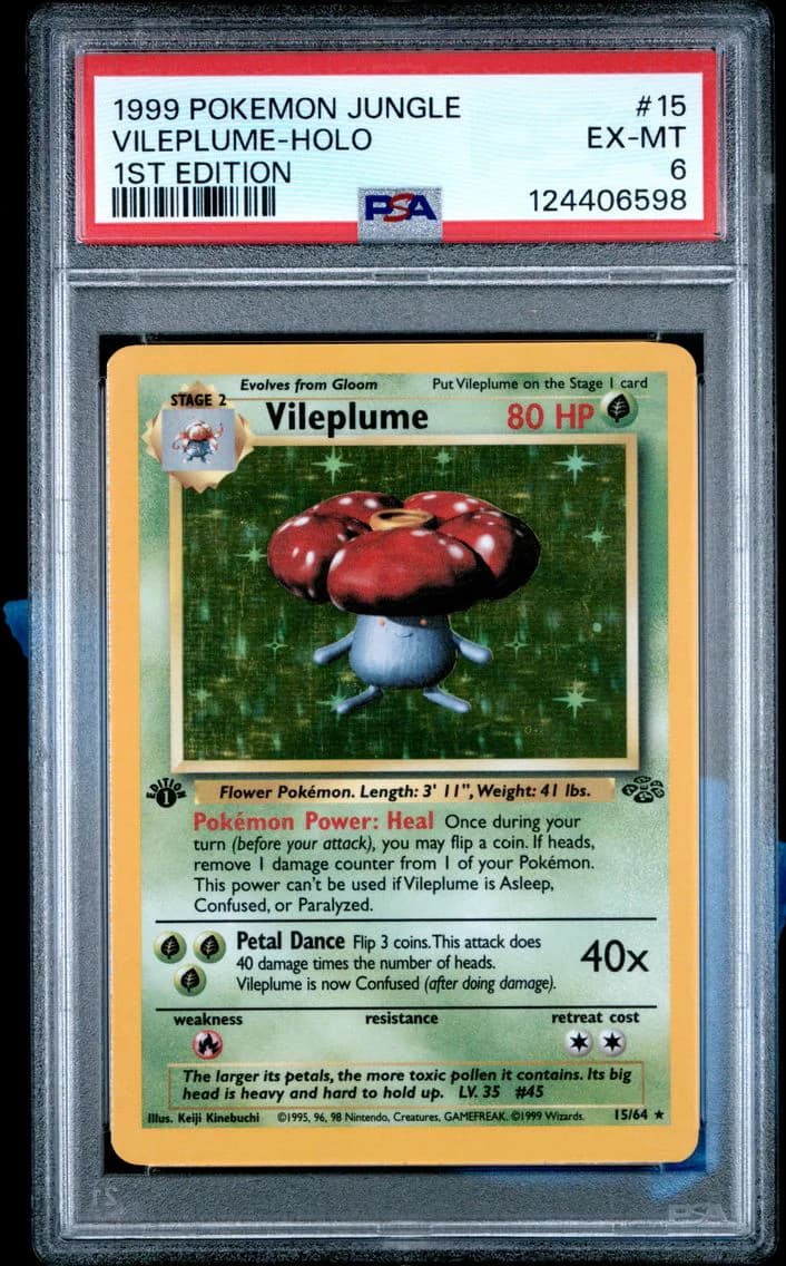 Vileplume-Holo 1st Edition, Jungle, PSA 6