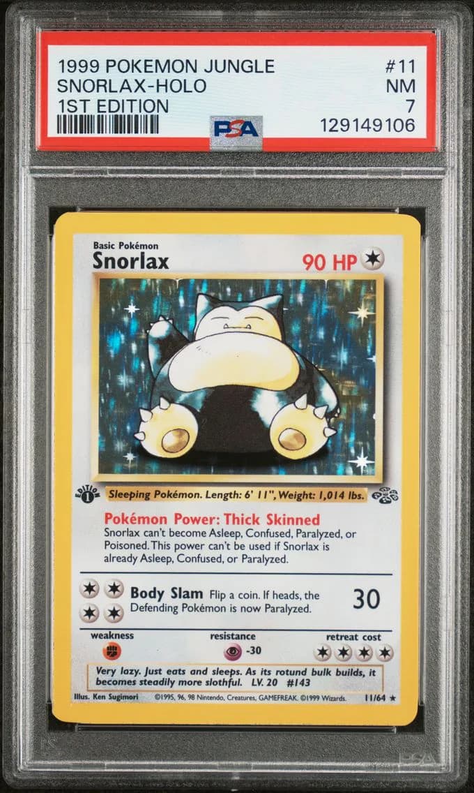 Snorlax-Holo 1st Edition, Jungle, PSA 7