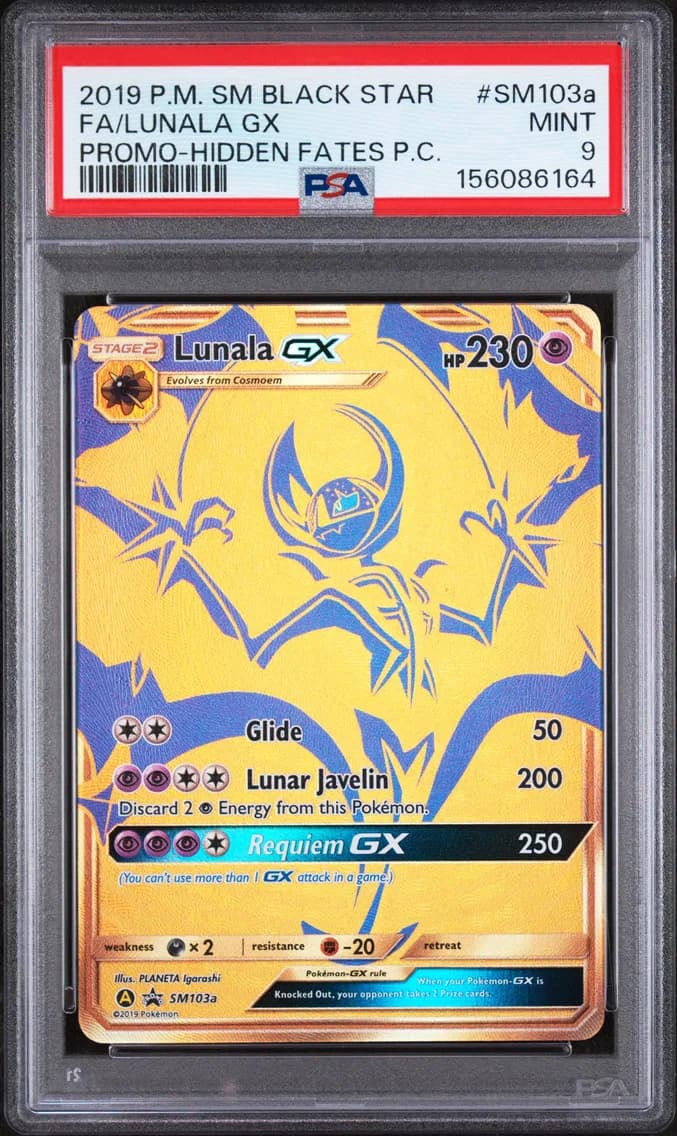 Lunala GX, SM Black Star Promo, PSA 9