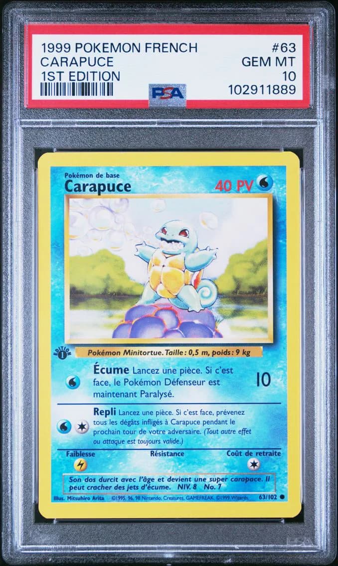 Carapuce 1st Edition, French, PSA 10