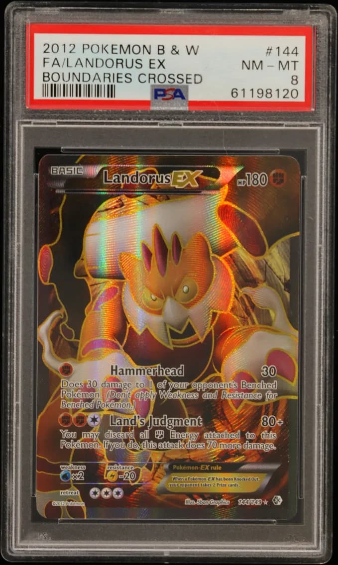 Landorus EX, Black & White Boundaries Crossed, PSA 8