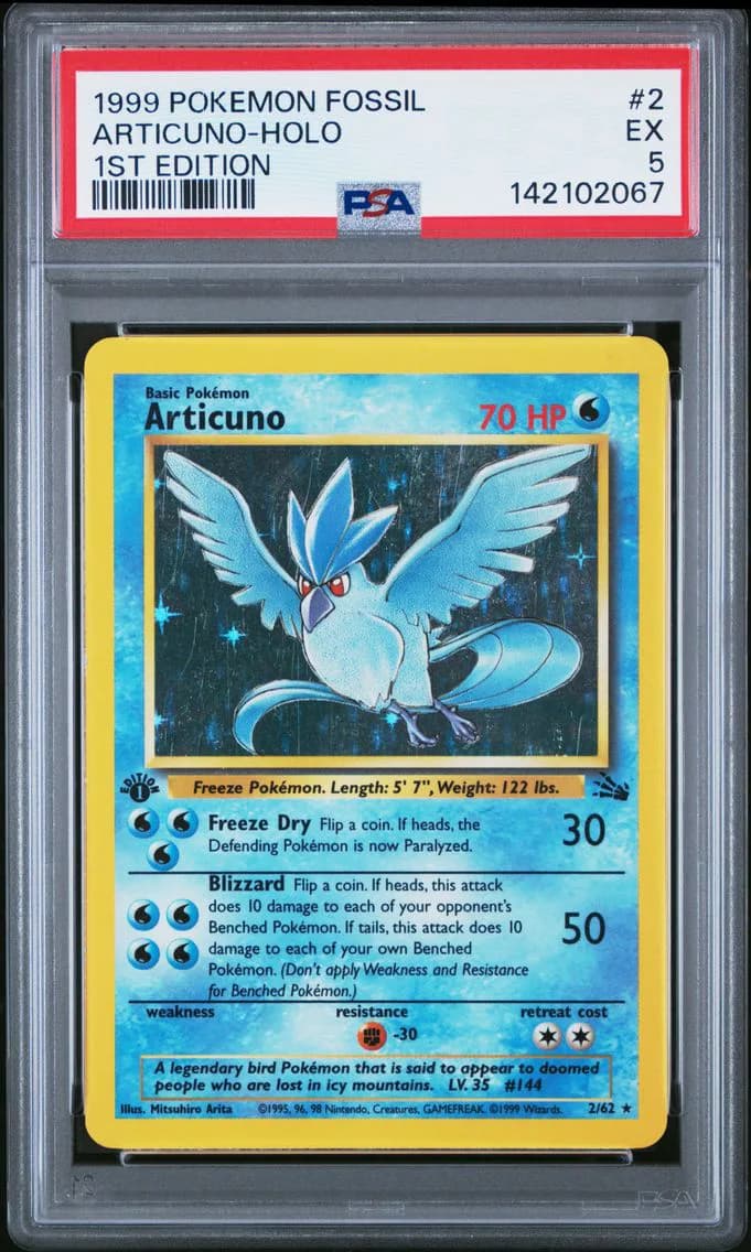 Articuno-Holo 1st Edition, Fossil, PSA 5