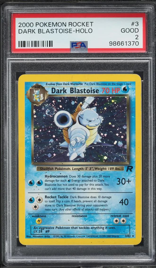 Team Rocket Holo Dark Blastoise, Rocket, PSA 2