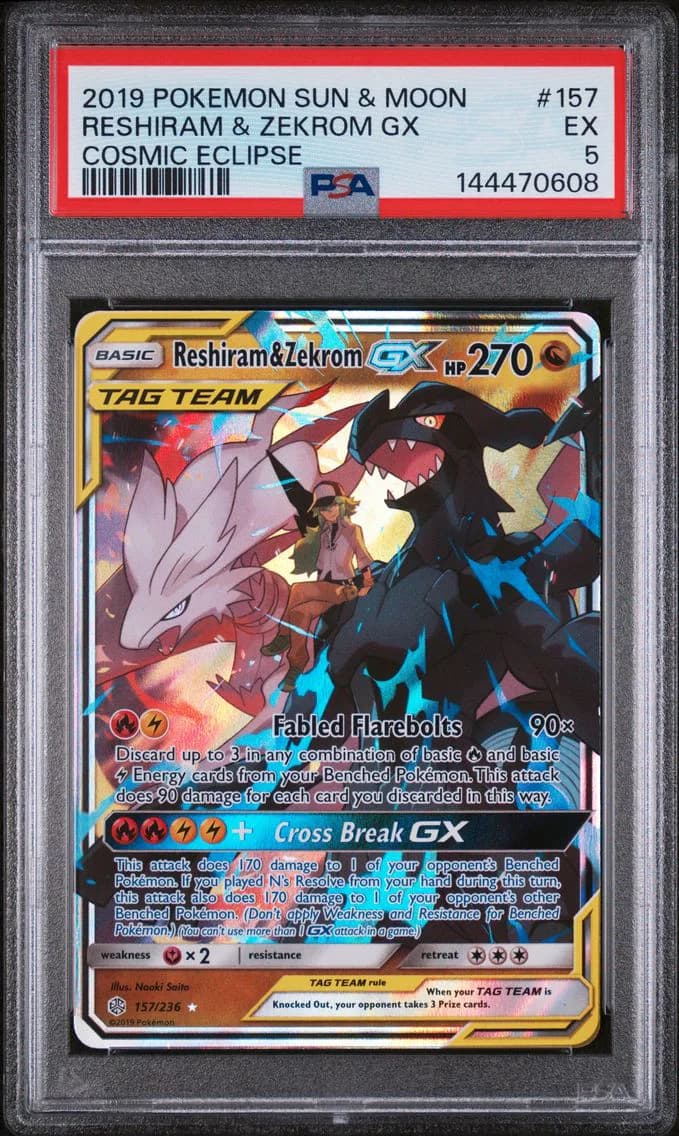 Reshiram & Zekrom GX, Sun & Moon Cosmic Eclipse, PSA 5