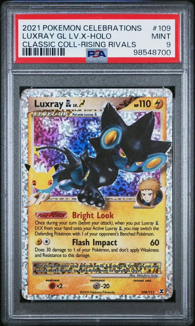 Luxray GL LV.X-Holo, Celebrations Classic Collection, PSA 9