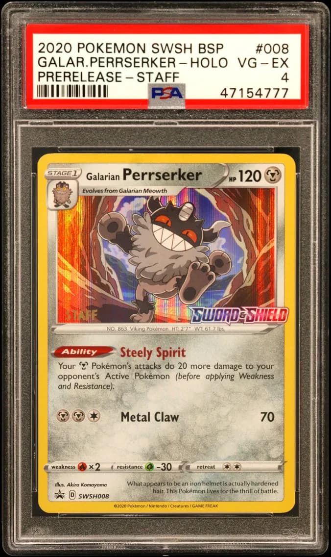 Galarian Perrserker-Holo, Swsh Black Star Promo, PSA 4