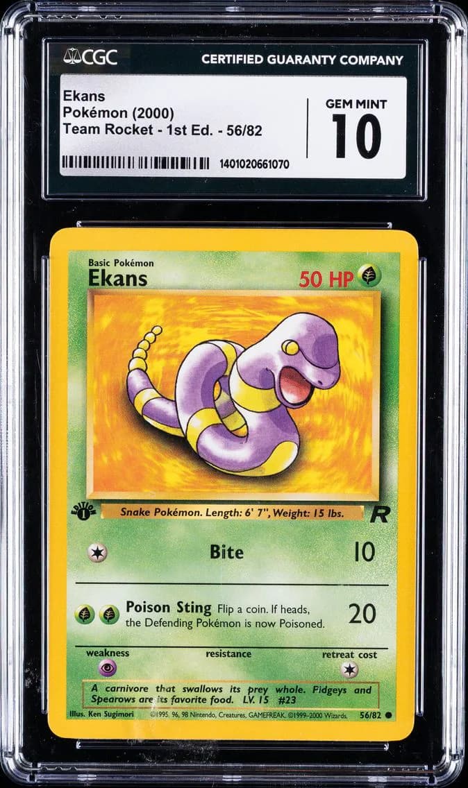 Ekans 1st Edition, Team Rocket - 1st Edition, CGC 10