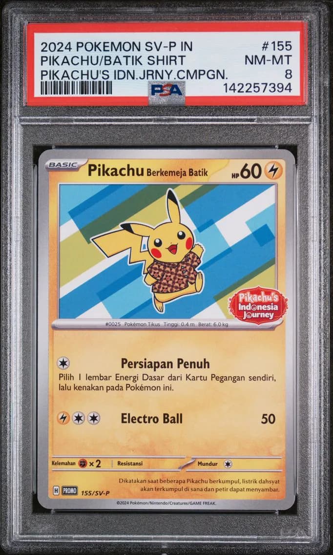 Pikachu in Batik Shirt, Indonesian SV-P Promo, PSA 8
