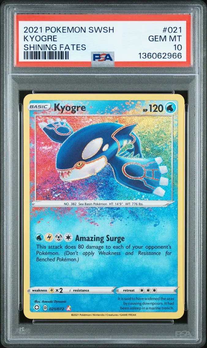 Kyogre, Sword & Shield Shining Fates, PSA 10