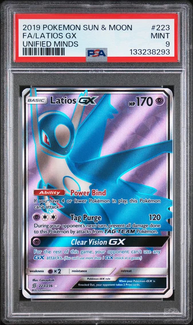 Latios GX, Sun & Moon Unified Minds, PSA 9
