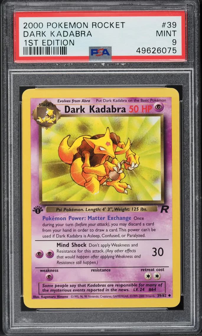 Dark Kadabra, Rocket, PSA 9