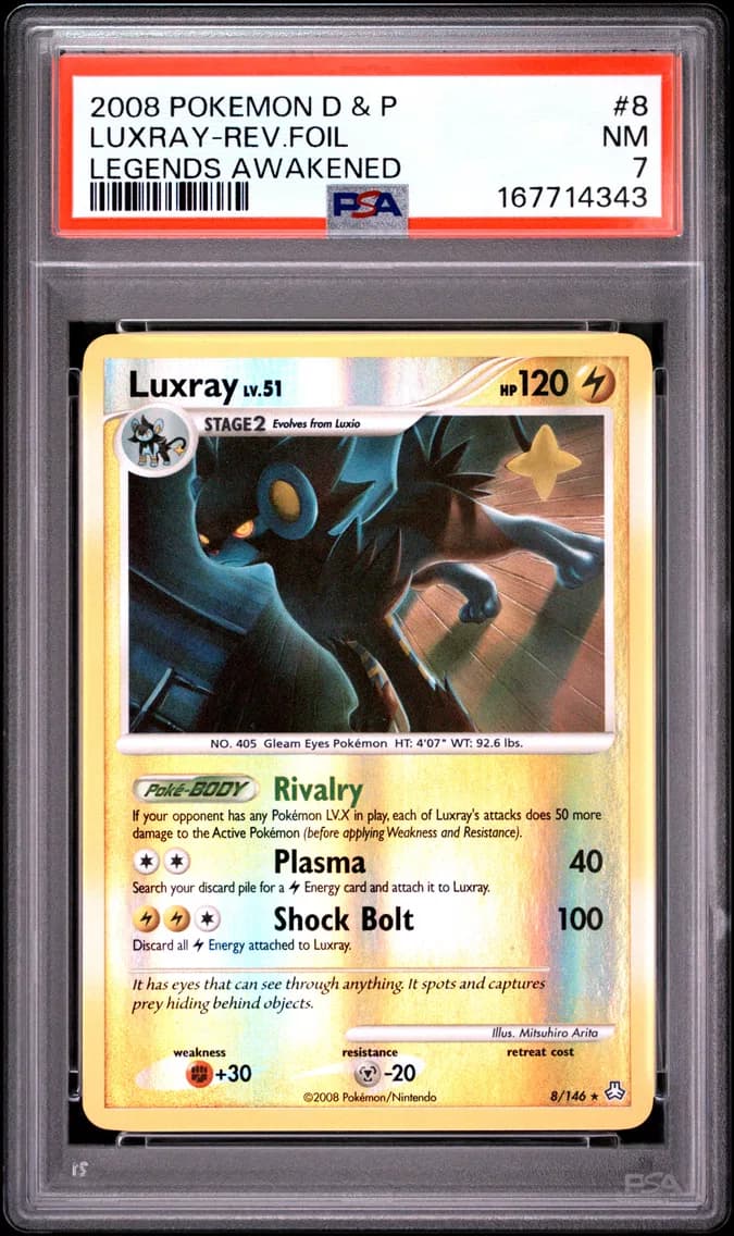 Luxray-Reverse Foil, Diamond & Pearl Legends Awakened, PSA 7