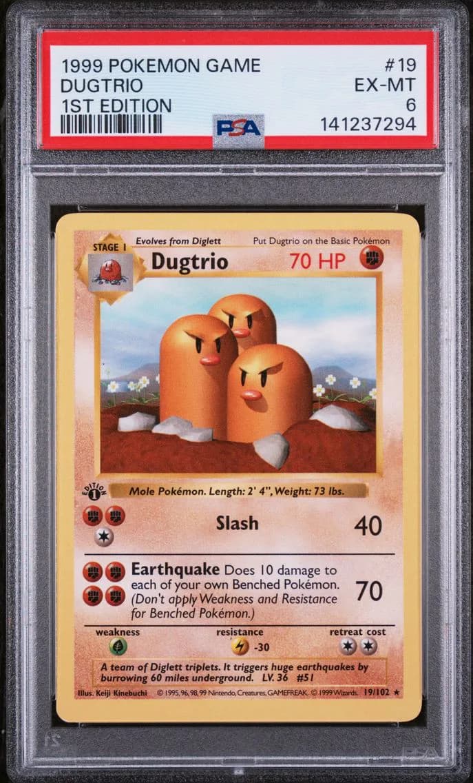 Dugtrio 1st Edition, Game, PSA 6