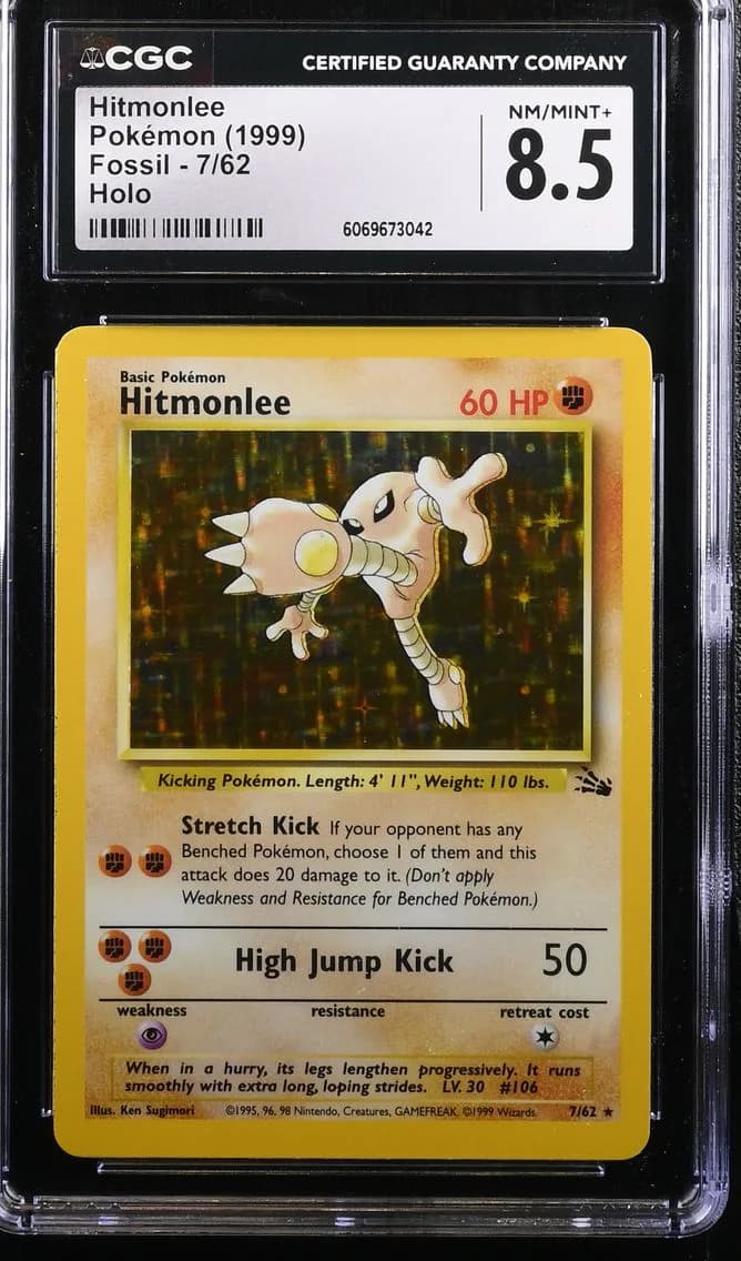 Hitmonlee, Fossil - Unlimited, CGC 8.5