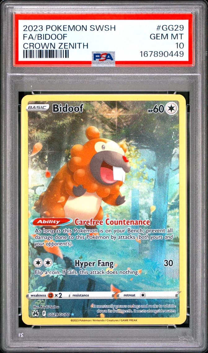 Bidoof, Sword and Shield Crown Zenith, PSA 10