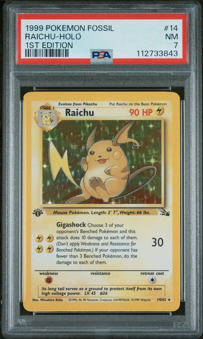 Raichu-Holo 1st Edition, Fossil, PSA 7