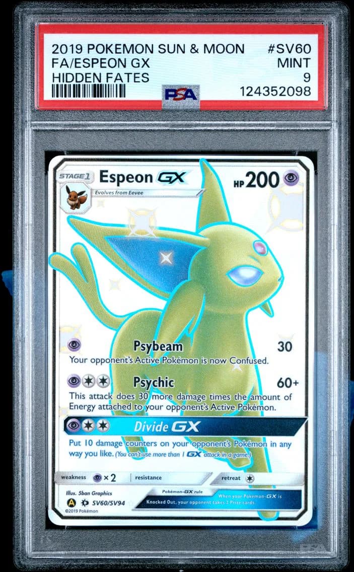 Espeon GX, Sun & Moon Hidden Fates, PSA 9