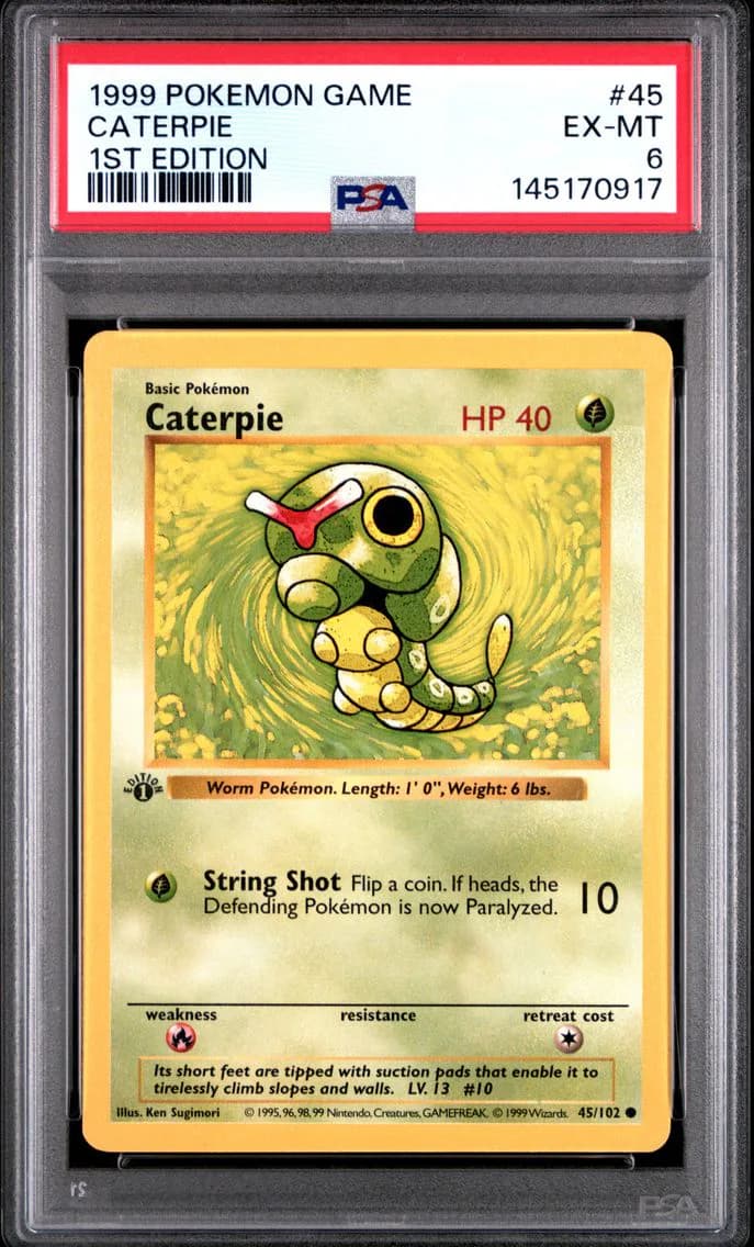 Caterpie 1st Edition, Game, PSA 6