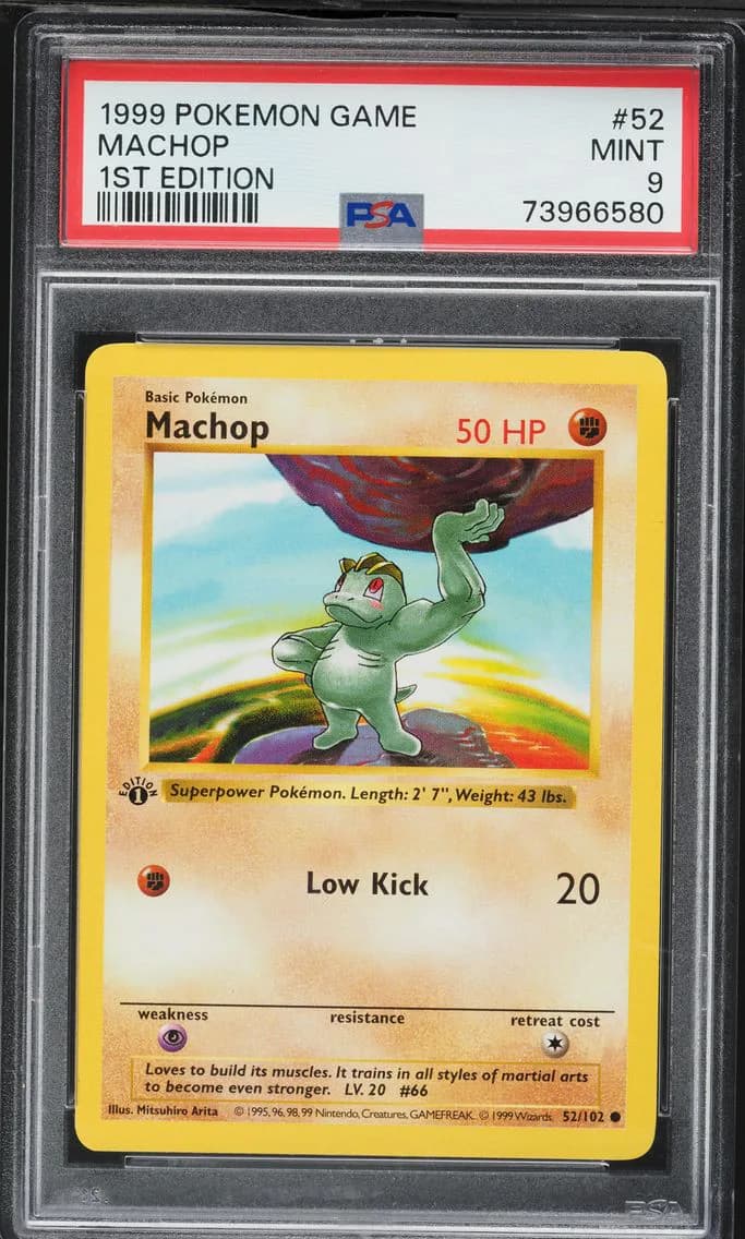 Machop 1st Edition, Game, PSA 9