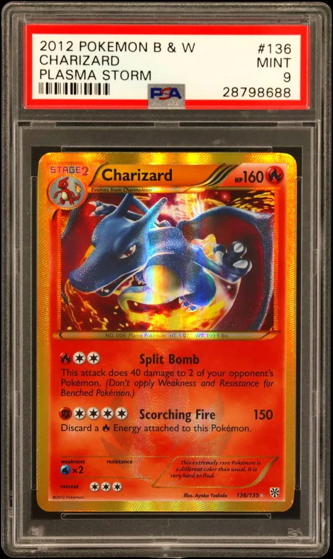 Charizard, Black & White Plasma Storm, PSA 9