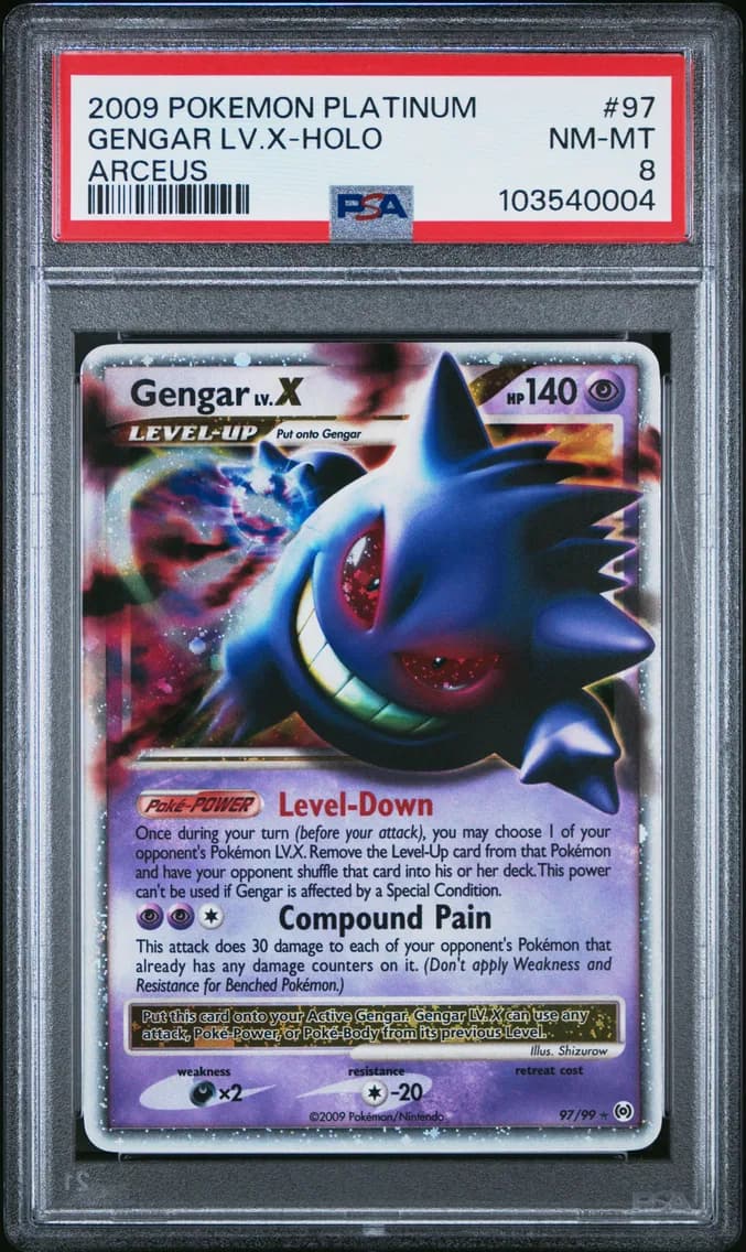 Gengar LV.X-Holo, Platinum Arceus, PSA 8
