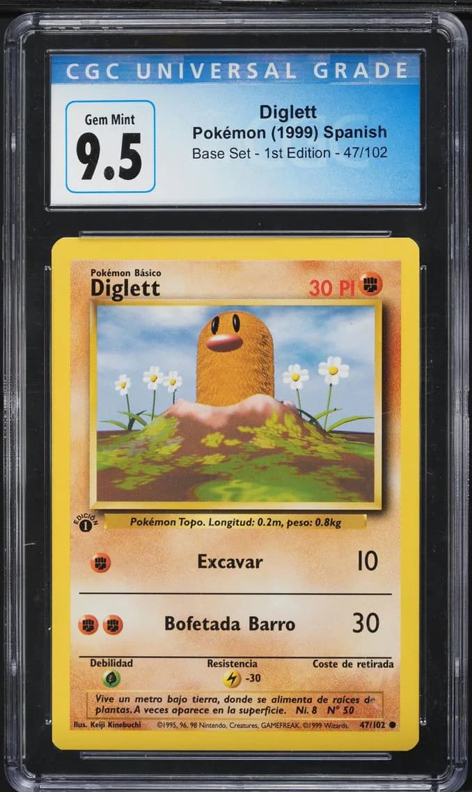 Diglett, Base Set - 1st Edition - Spanish, CGC 10