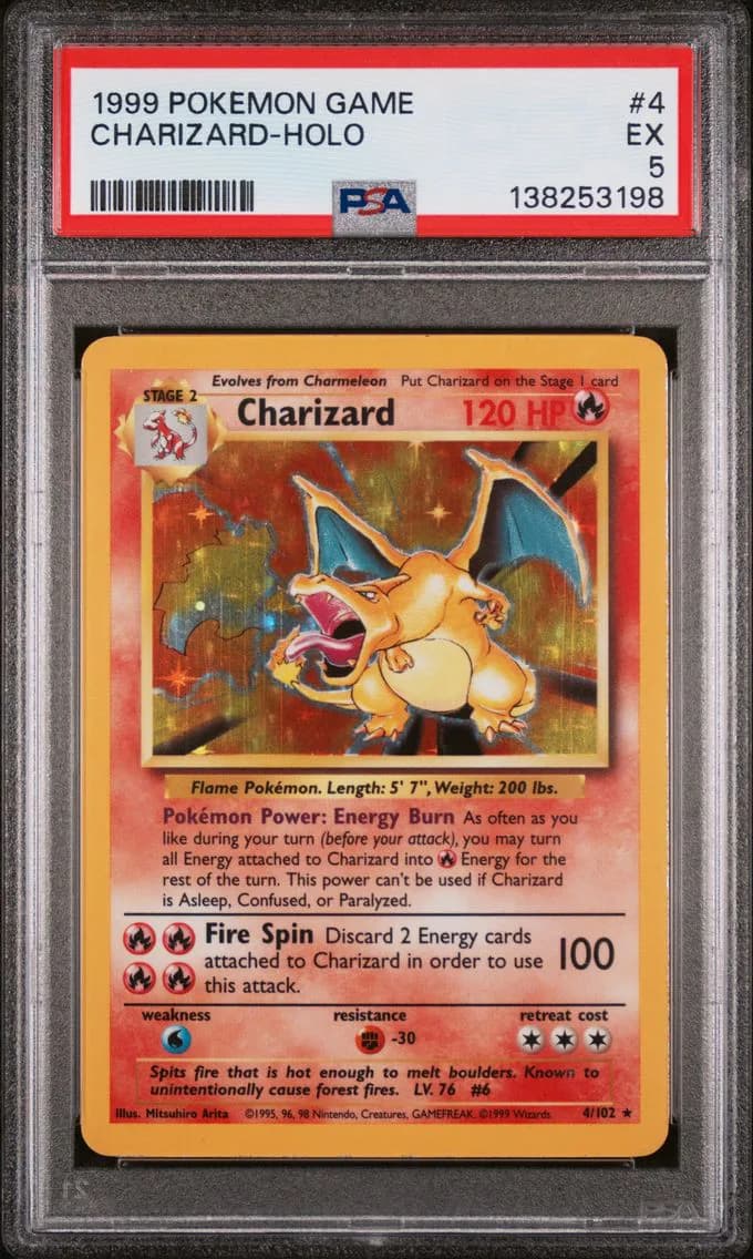 Charizard-Holo, Game, PSA 5