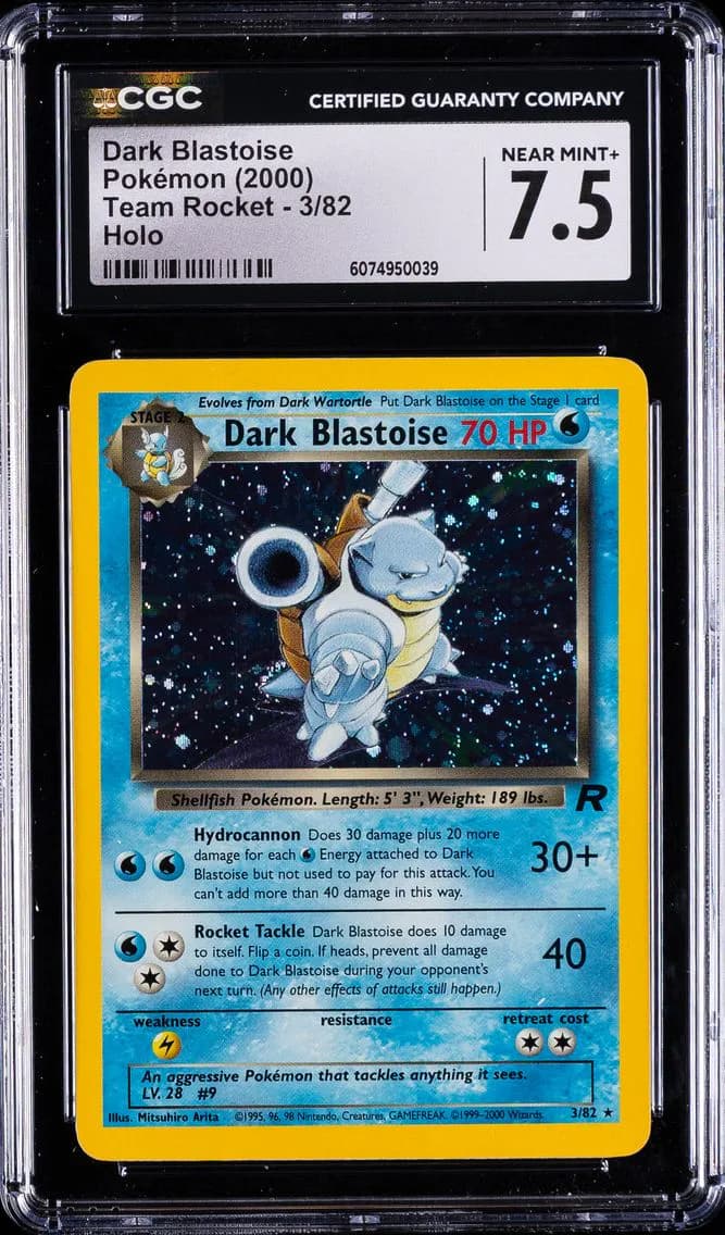 Dark Blastoise-Holo, Team Rocket - Unlimited, CGC 7.5