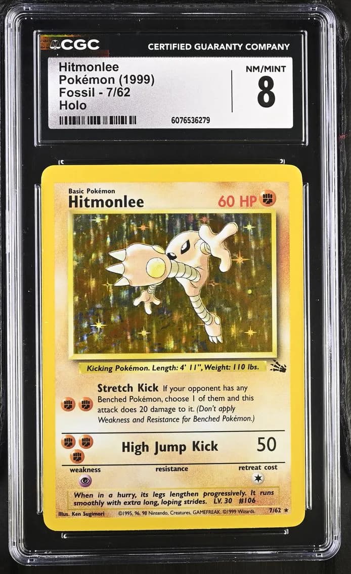 Hitmonlee, Fossil - Unlimited, CGC 8