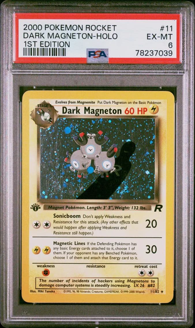 Dark Magneton-Holo 1st Edition, Rocket, PSA 6