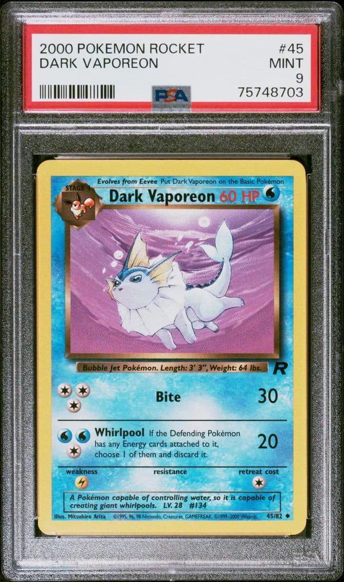 Dark Vaporeon, Rocket, PSA 9