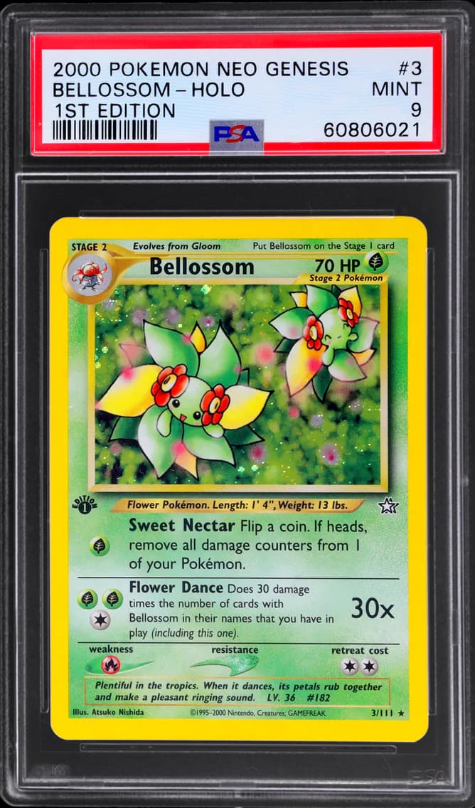 Bellossom-Holo, Neo Genesis 1st Edition, PSA 9