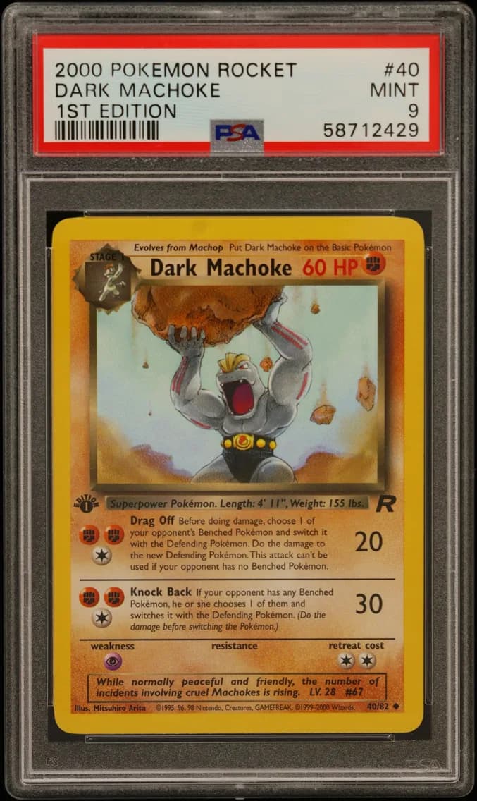 Dark Machoke 1st Edition, Rocket, PSA 9