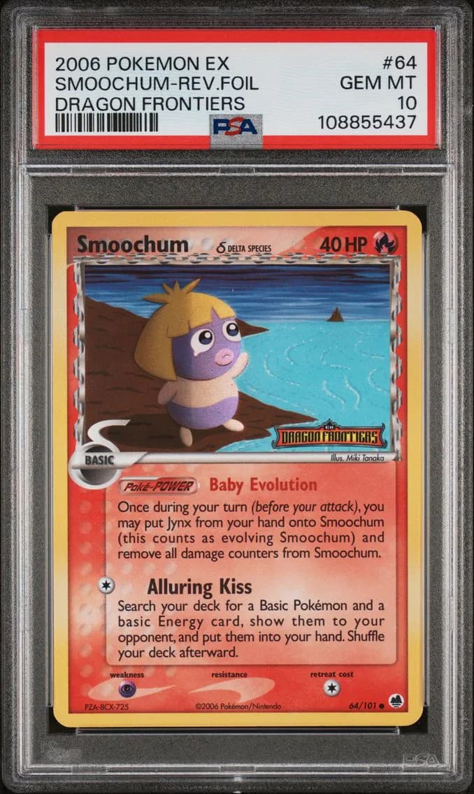 Smoochum-Reverse Foil, EX Dragon Frontiers, PSA 10