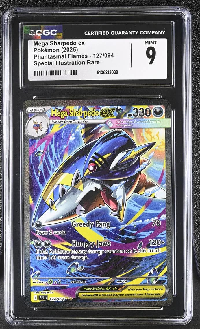 Mega Sharpedo ex, Phantasmal Flames, CGC 9