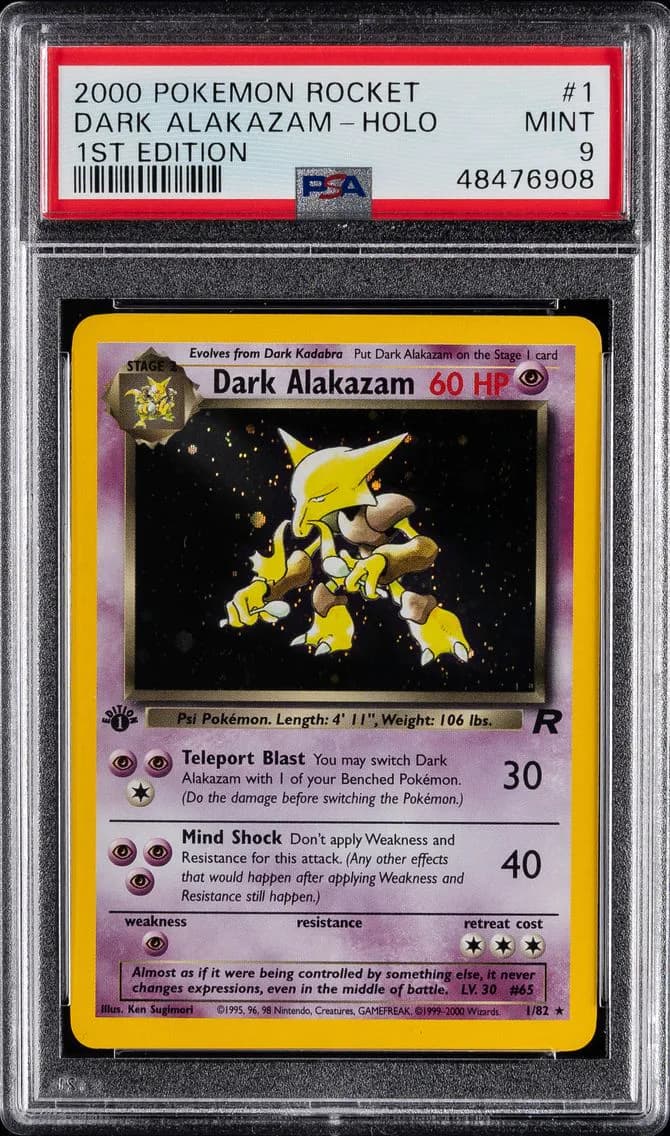 Dark Alakazam-Holo, Rocket, PSA 9
